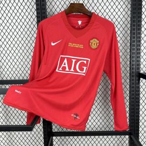 Retro Manchester United 2007/08 Camiseta 1ª Equipación UCL · Manga Larga