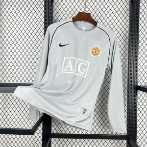 Retro Manchester United 2007/08 Grey Goalkeepe Camiseta · Manga Larga