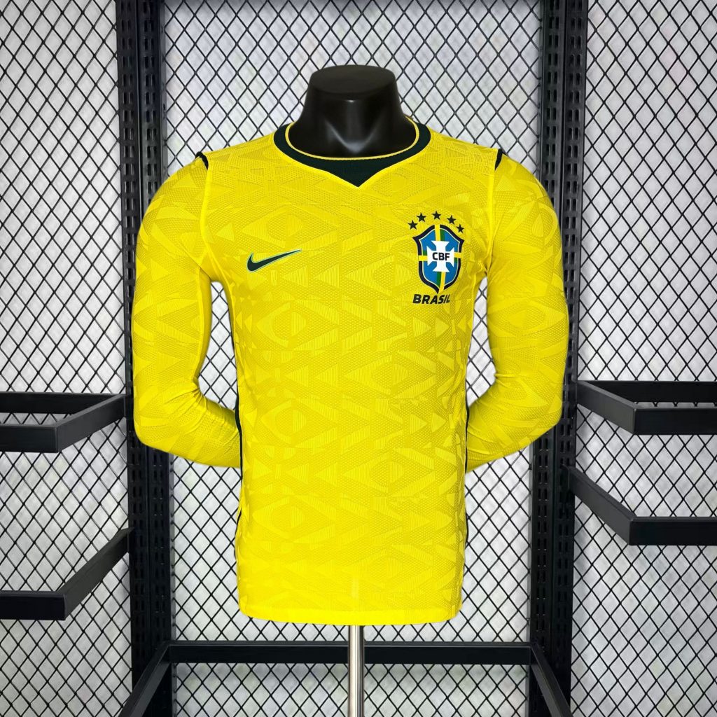 Brasil 2026 Mundial 1ª Equipación · Manga Larga Camiseta · Versión Jugador