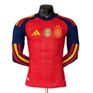 España 2026 Mundial 1ª Equipación · Manga Larga Camiseta · Versión Jugador · Edición Campeones