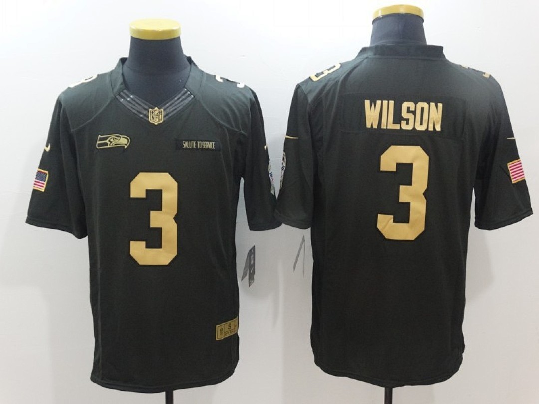 Seattle Seahawks — Negro Carbón Letras Doradas