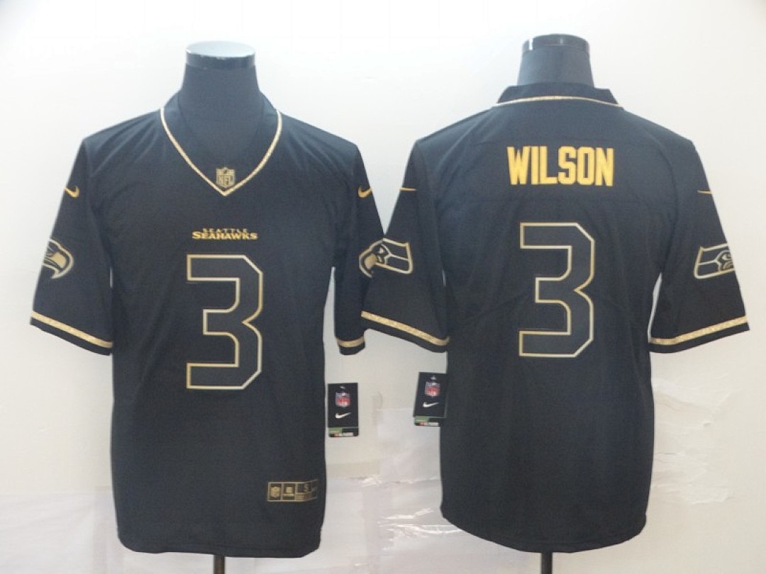 Seattle Seahawks — Negro Retro Letras Doradas